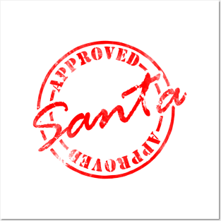 Santa Approved Tag Christmas Stamps Funny Xmas Matching Posters and Art